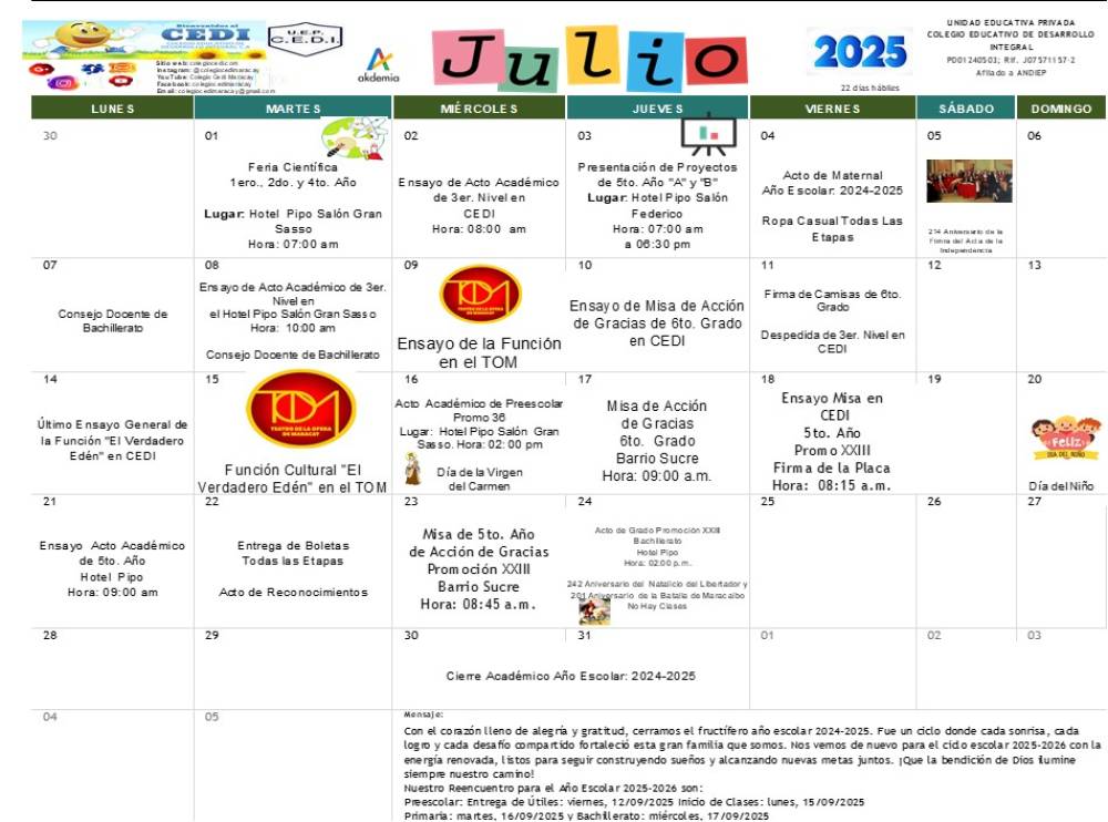 Calendario de Julio de 2025