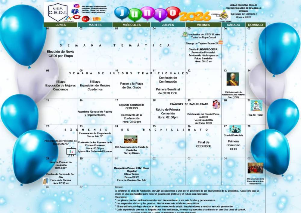 Calendario de Junio de 2026